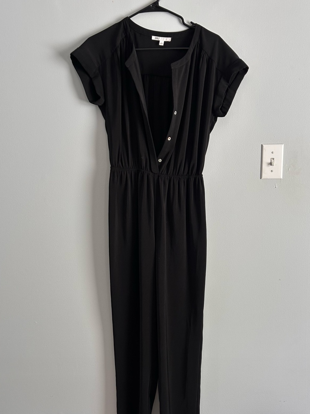 DR2 Black Wide Leg Jumpsuit | Elastic Waist | Size Small | Minimal Chic - Picture 1 of 5